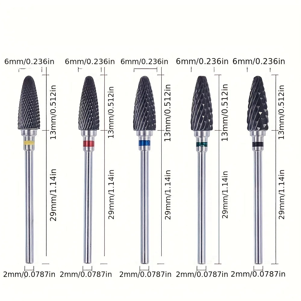 1or5pcs Black Ceramic Nail Drill Bits 3/32'' Safe & Professional Nail Cleaning Polishing Head For Callus & Dead Skin Removal