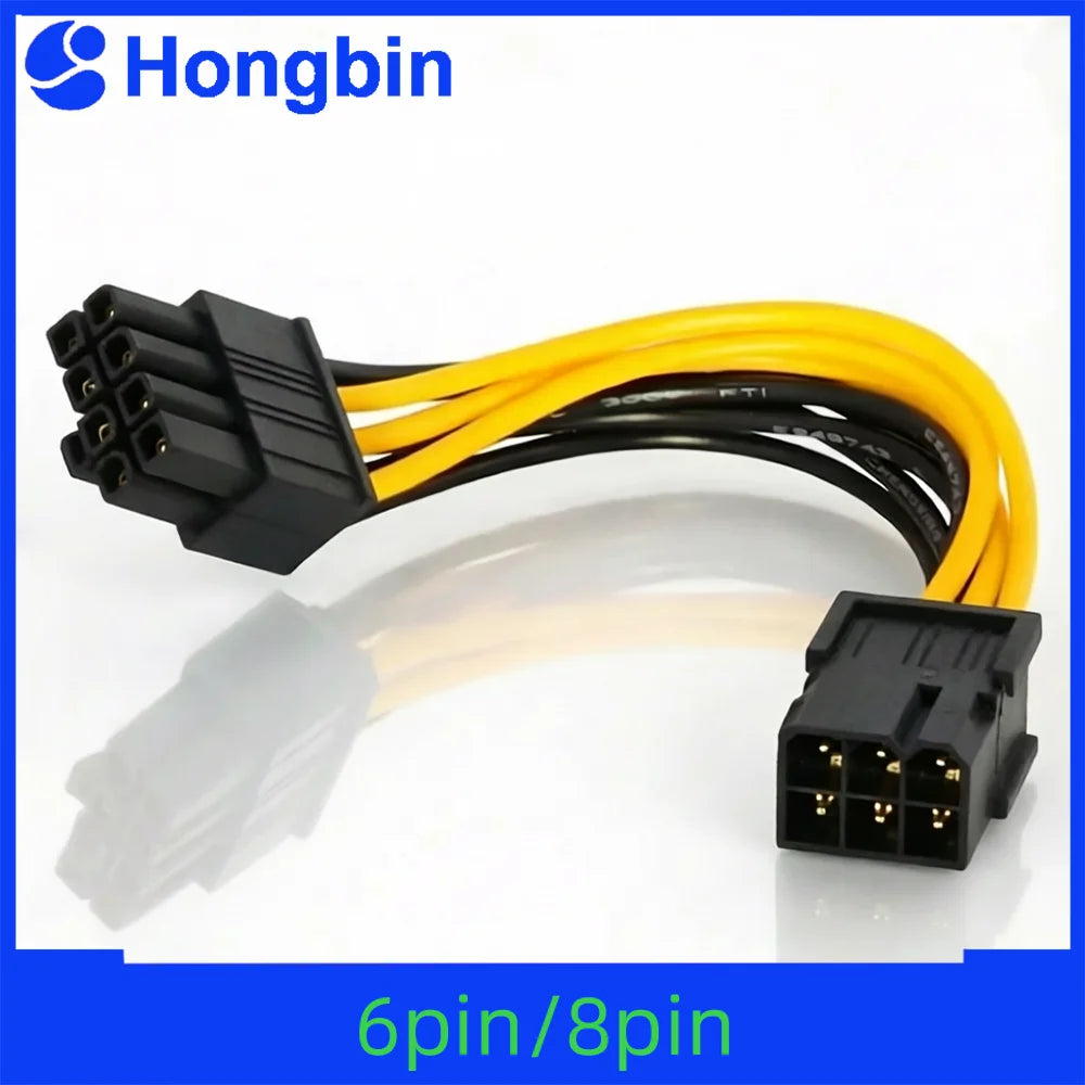2PCS 6 Pin Feamle To 8 Pin Male PCI Express Power Converter Cable CPU Video Graphics Card 6Pin To 8Pin PCIE Power Cable