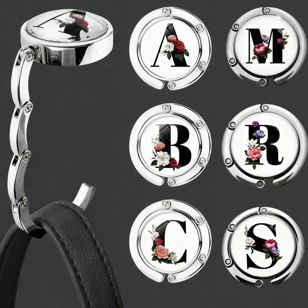 Foldable Bag Hanger Hook Purse Hook Handbag Hanger Table Hook Holder With Personalized Letter A-Z, Portable Table Hook For Women