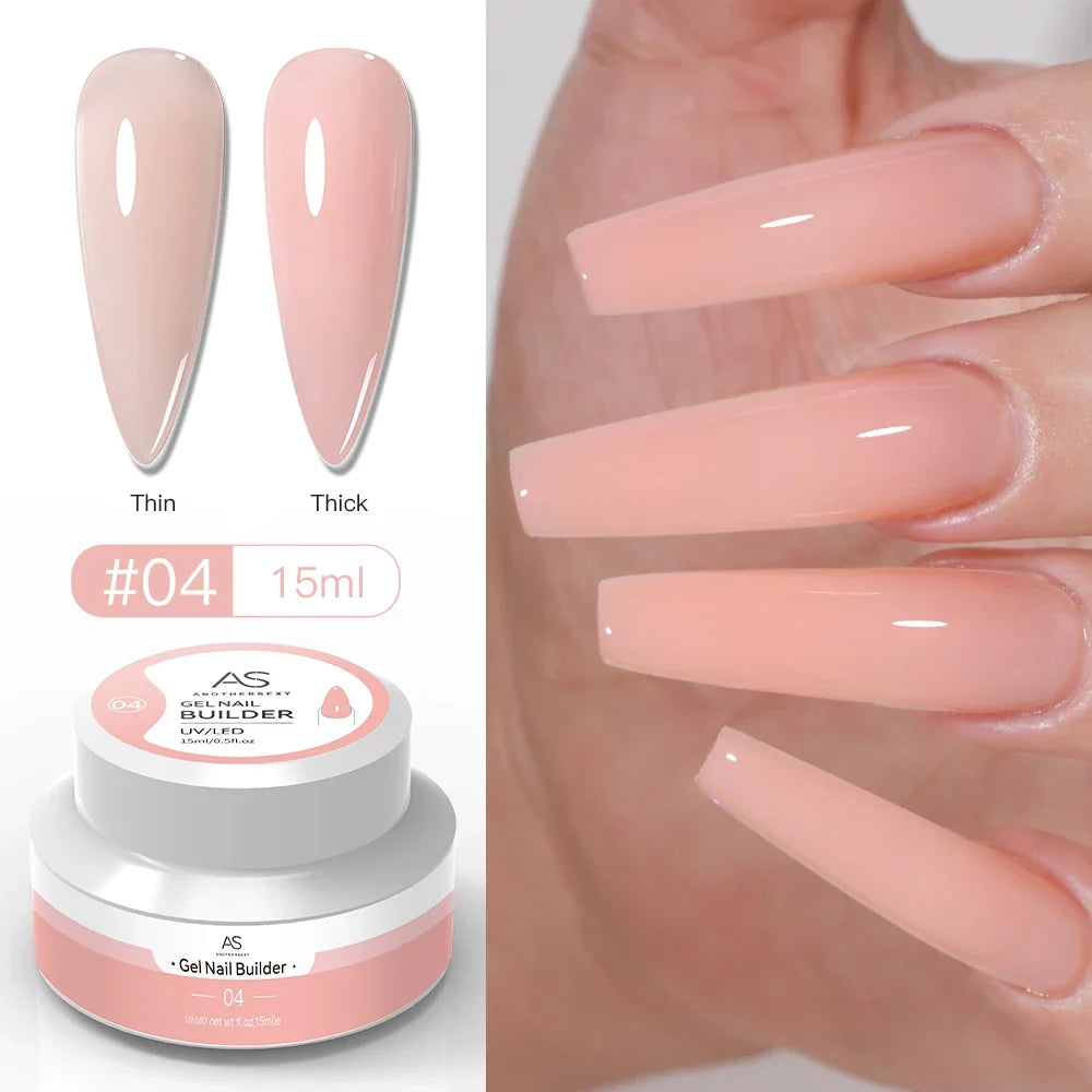 AS Painless Natural Builder Nail Gel Nail Tpo Free Self Leveling Gel for Nail Extension Construction Pink Varnish UV Led Gel