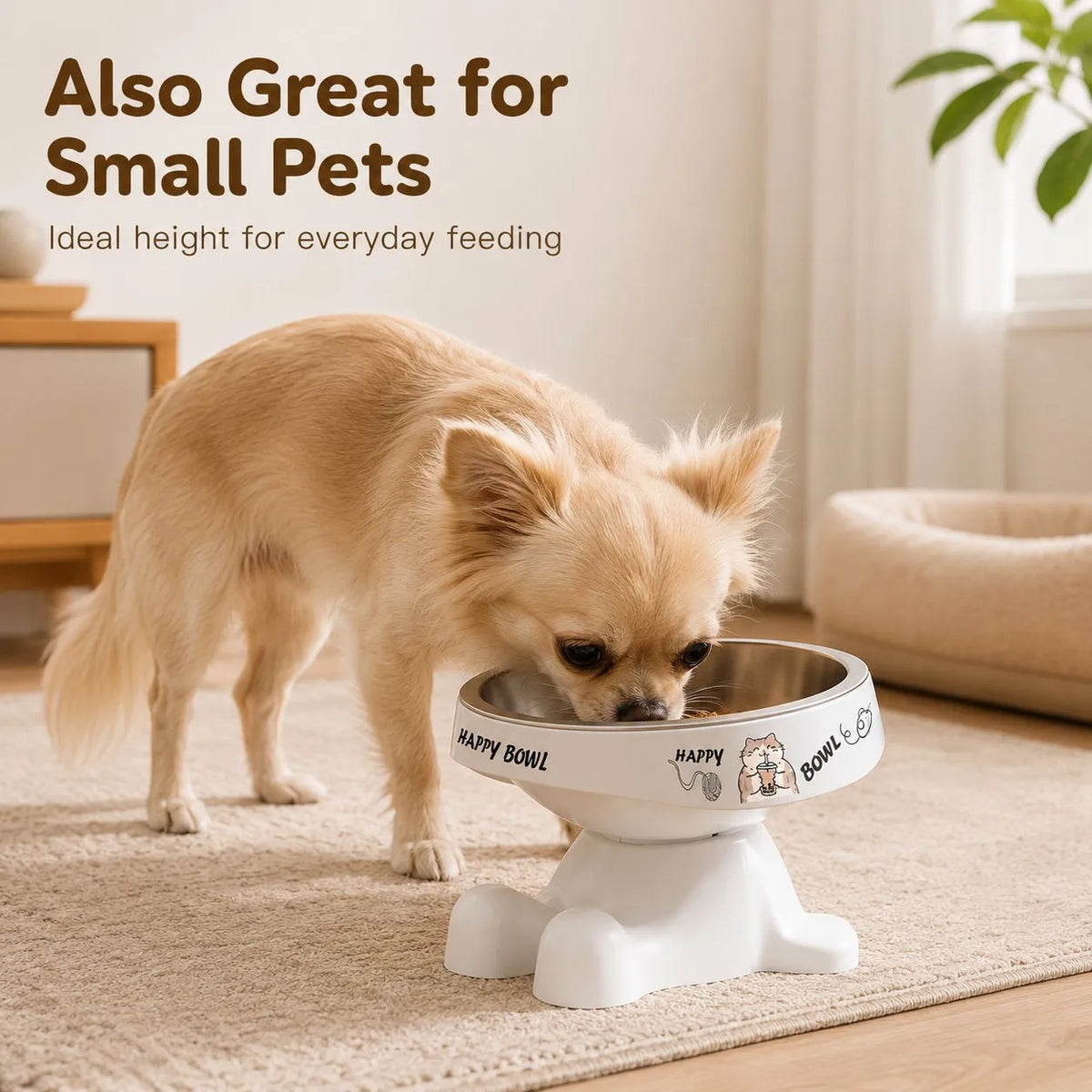 Cute Elevated Pet Feeding Bowl,Elevated Neck Protection Anti-Slip Pet Bowl, Suitable for Medium And Small Dogs Cat Drinking