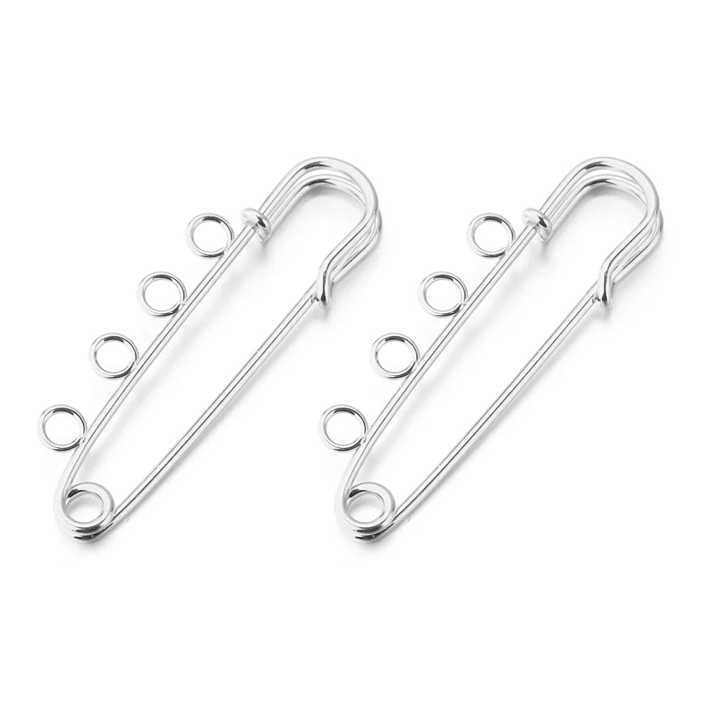 5-10pcs/lot Gold Safety Pins Brooches Blank Base Brooch Pin with Holes Fasteners Pin For DIY Jewelry Making Supplies Accessories