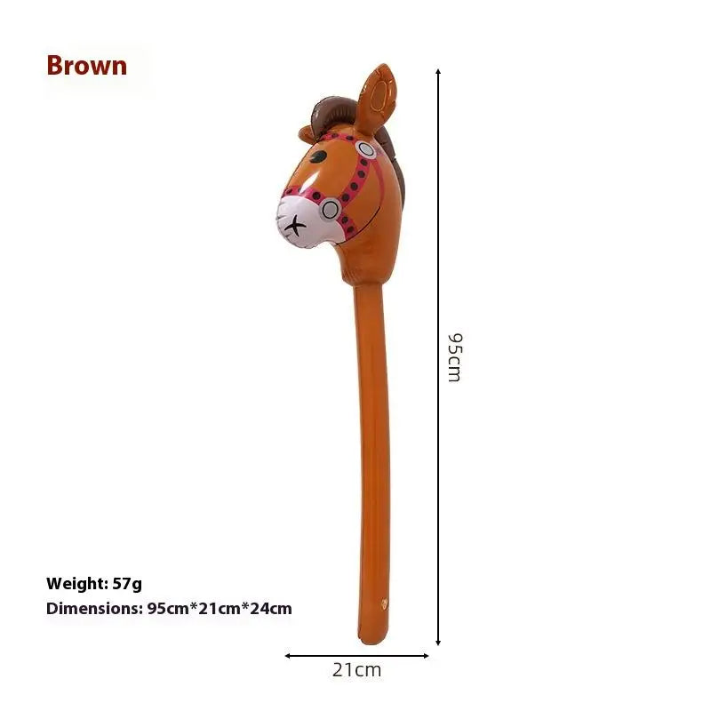 1Pcs Inflatable Horse Head Balloon Blow Up Pony Stick Toy Halloween Party Supplies Inflatable Stick Children's Toys