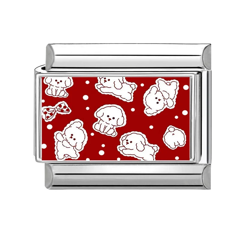 Wholesale Cute Funny Cats Catch Fish Dried Fish Charm Bracelet Fit 9mm Bracelet Stainless Steel Italian Links Making DIY Jewelry