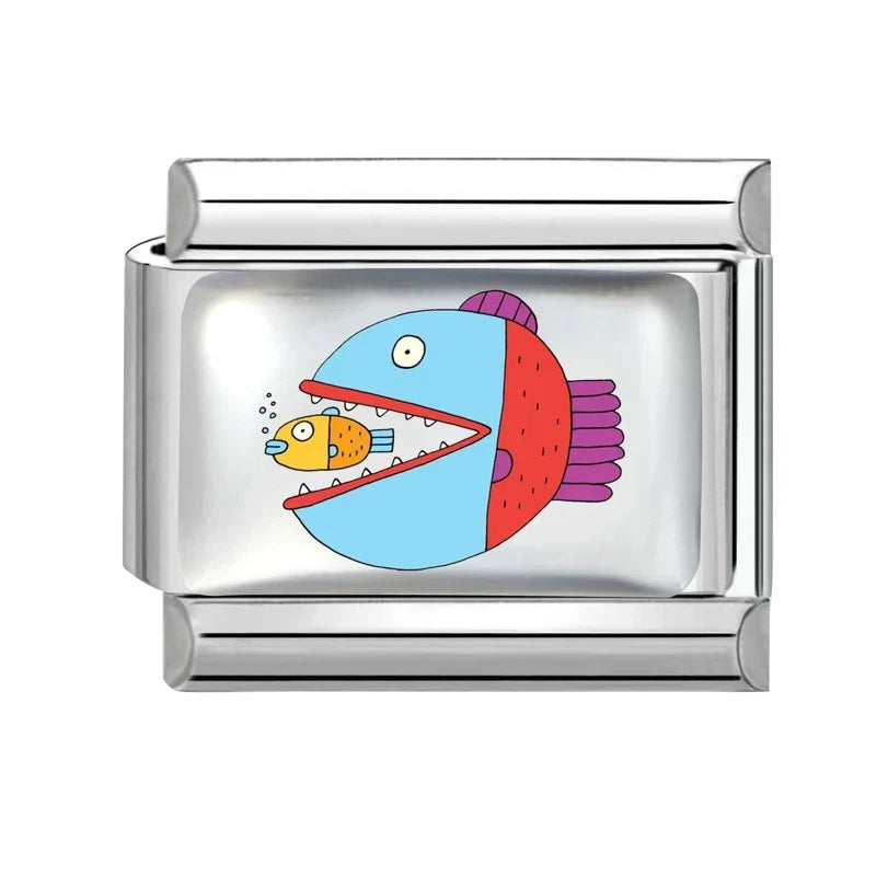Fashion Pink Heart Tigers Colorful Cats Rabbit Mushroom Italian Charm Fit 9mm Stainless Steel Women Fashion Bracelet DIY Jewelry