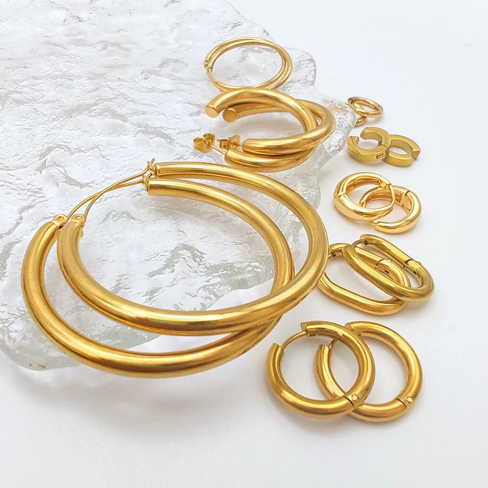 EMANCO Fashion Gold Size Circle Earrings Women's Jewelry Accessories Classic Stainless Steel Earrings Wholesale