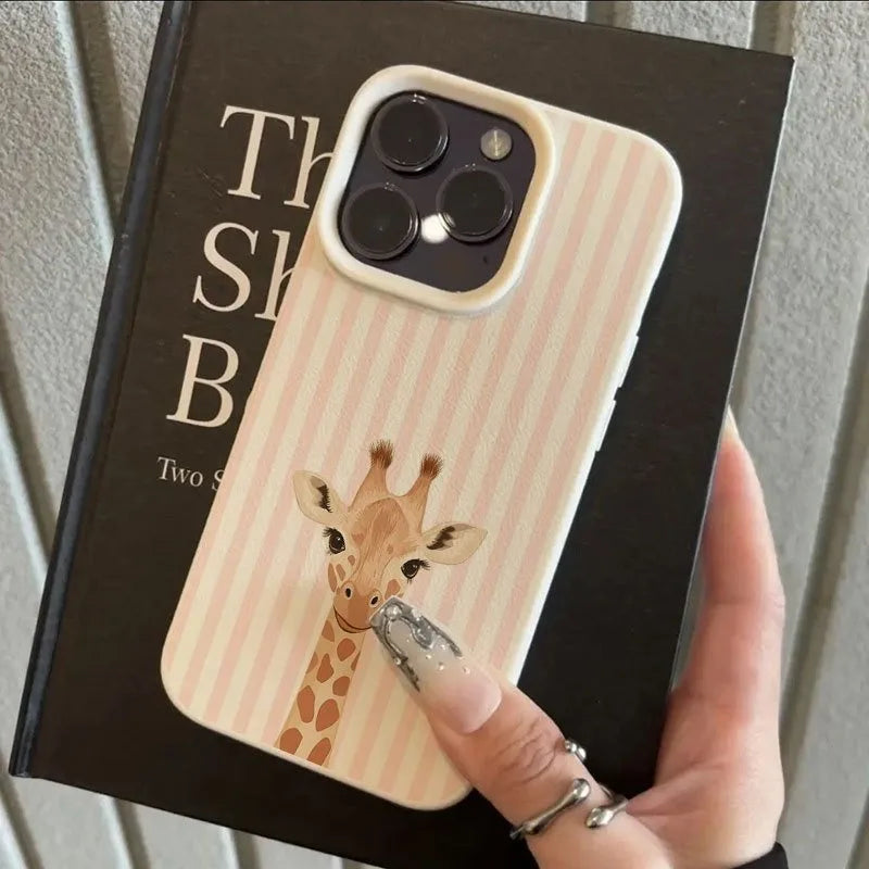 Phone Case For Xiaomi 15 14 13 15T 14T 13T Poco F7 F6 F5 M6 X7 X6 X5 Pro Striped Background Giraffe Illustration Patterns Cover