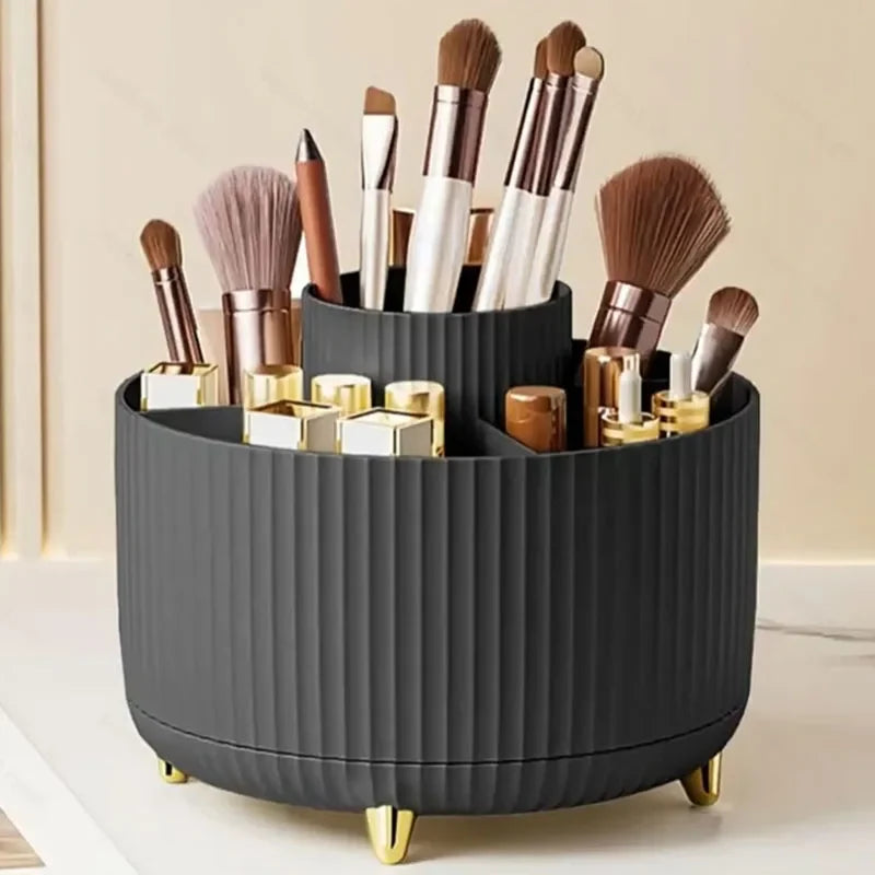 1Pcs 360° Rotating Makeup Brush Holder Storage Box, 5 Slot Makeup Brush Cup, Suitable for Bathroom Dressing Table,Office Desktop