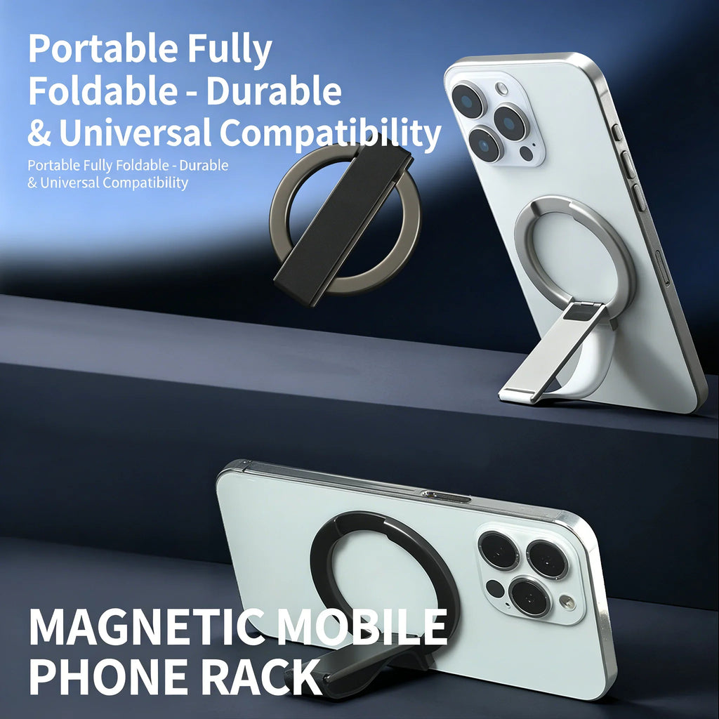 2025 innovative design aluminum alloy magnetic mobile phone ring holder, 360° rotation, 120° swing, suitable for iPhone 12+