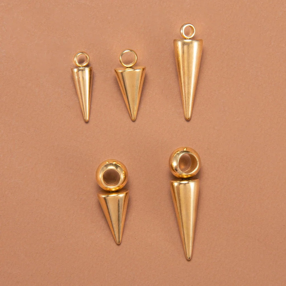10pcs Stainless Steel Cone Pendants Retro Spike Pendants for DIY Jewelry Making Supplies