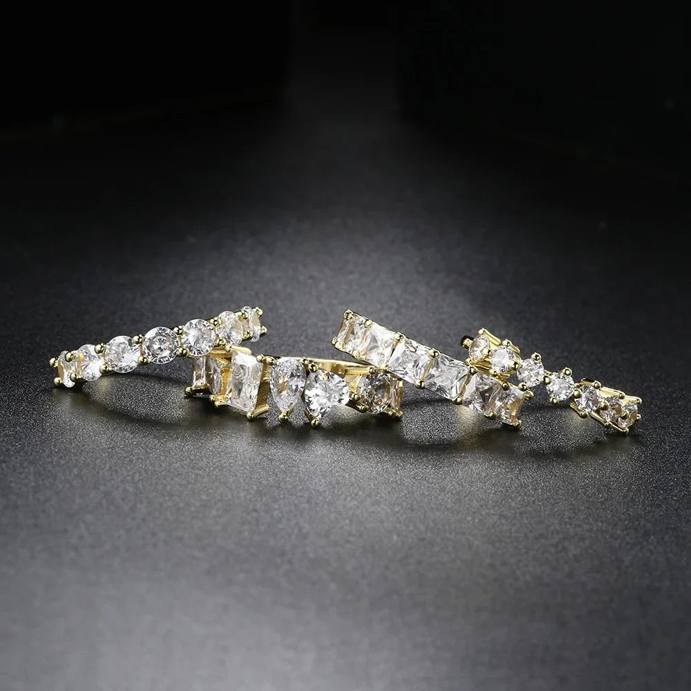 Simple Women's Ring Gold Color Geometry Cubic Zirconia Minimalist Stacking Rings Finger Accessories Female Jewelry Gifts R018