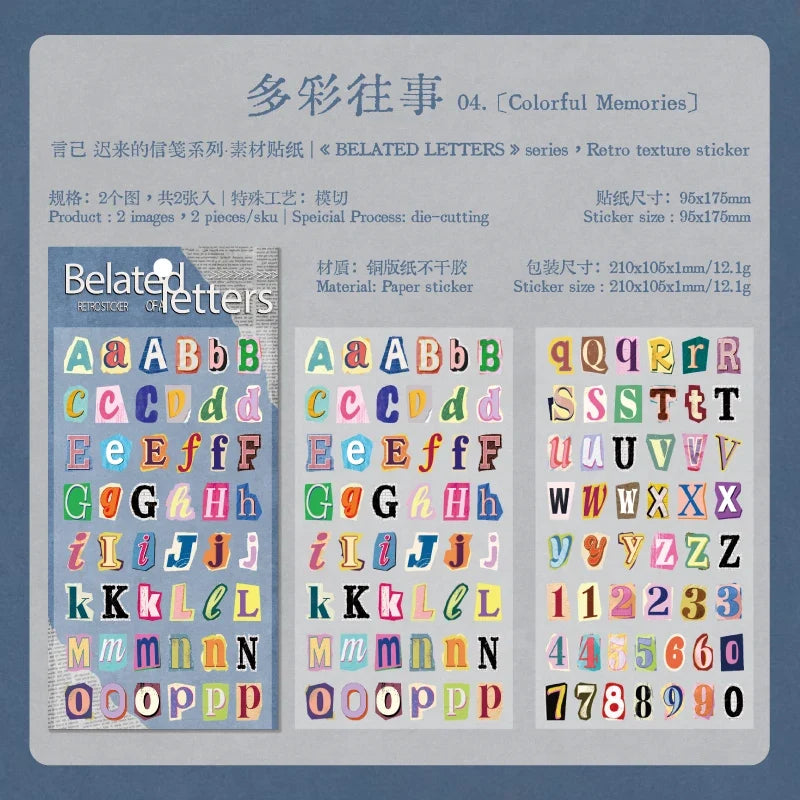 Journal GO 2pcs English Alphabet Number Symbol Stickers Vintage Scrapbook Aesthetic Journaling Supplies Kit Retro Letter Sticker
