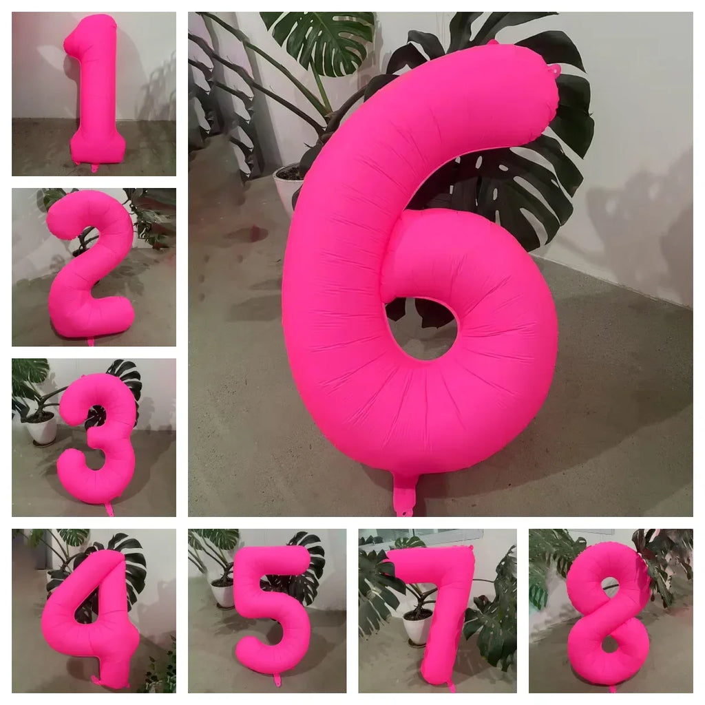 40 inch Fluorescent Pink Number 0-9 Balloon Adult Birthday Party Decoration Festive Baptismal Supplies Photography Prop