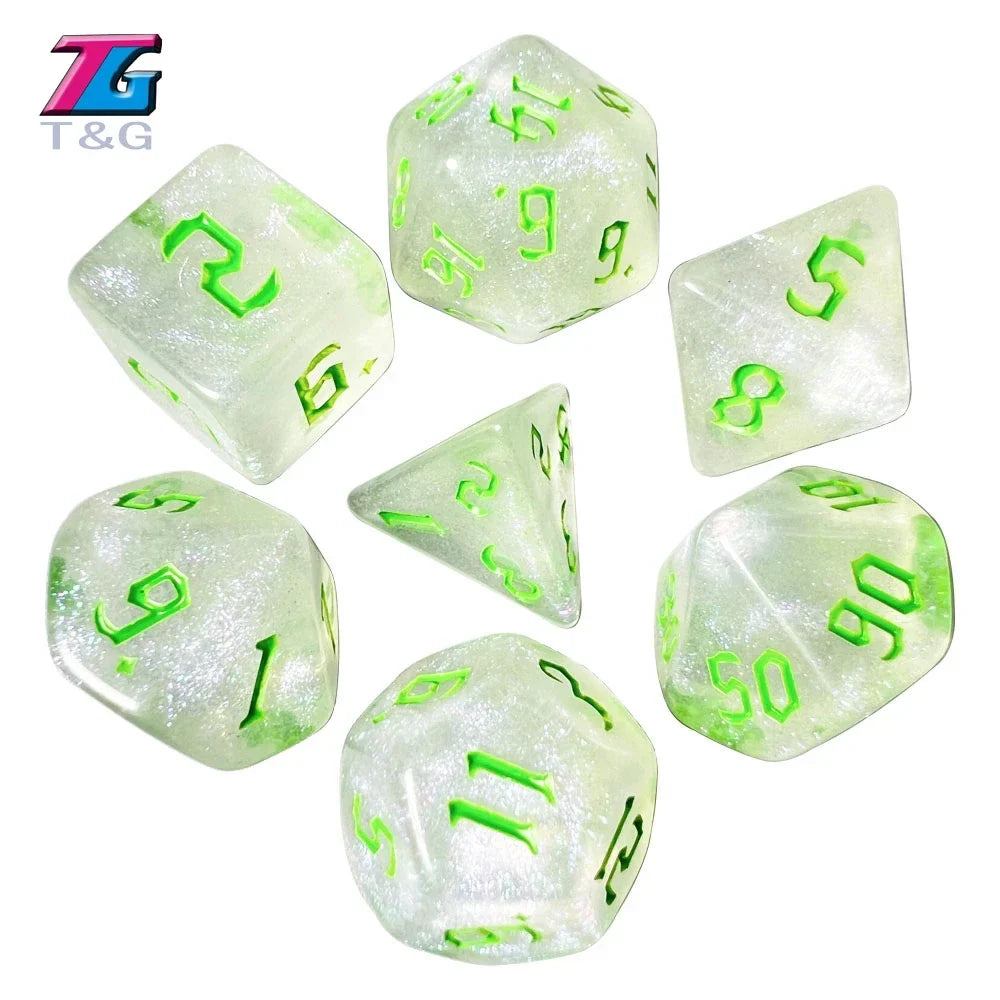 DND  Dice RPG Dice Amazing Colours Mixing Fantasy Starlight Effect Unique Retro Font Styles For Roll Playing Card Games