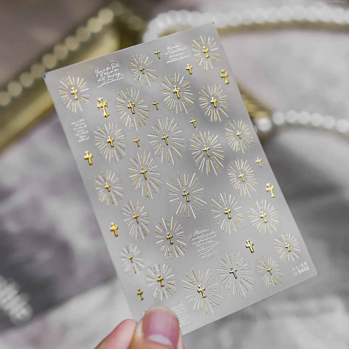 Gold-embossed Nail Stickers Luxury Retro Holy Light Faith Nails Art Stickers Gold Back Adhesive Nails Decorations Decals Parts