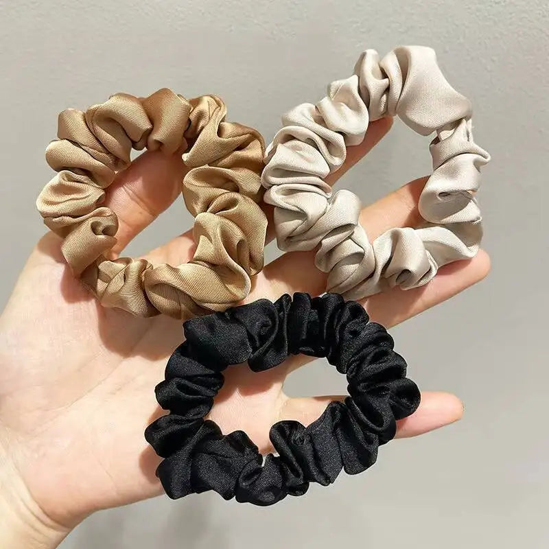 3/5Pcs Elegant Ponytail Holder Rubber Band Elastic Hairband Hair Accessories Silk Satin Scrunchies Women Solid Color Hair Rope
