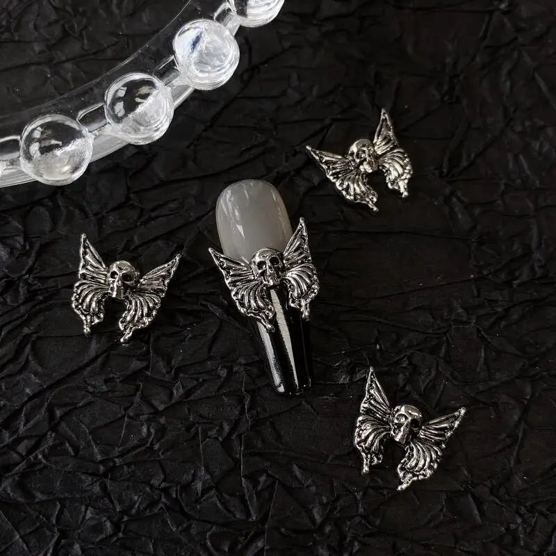 10pcs Gothic Punk Style Nail Art Charms Antique Silver Alloy  Jesus Catholic Cross Accessories Devil Angel Nail Decorations