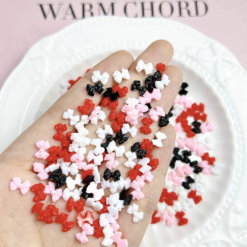 50pcs 3D Aurora Clear Resin Bow Nail Art Charms Cute Butterfly Glitter Nails Decoration Supplies Jewelry Accessories DIY