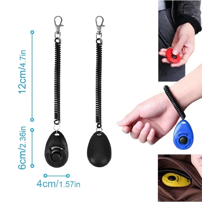 Pet Training Clicker with Wrist Strap, Adjustable Sound Clicker, Portable Keychain Training Tool for Dogs Cats Birds Horses