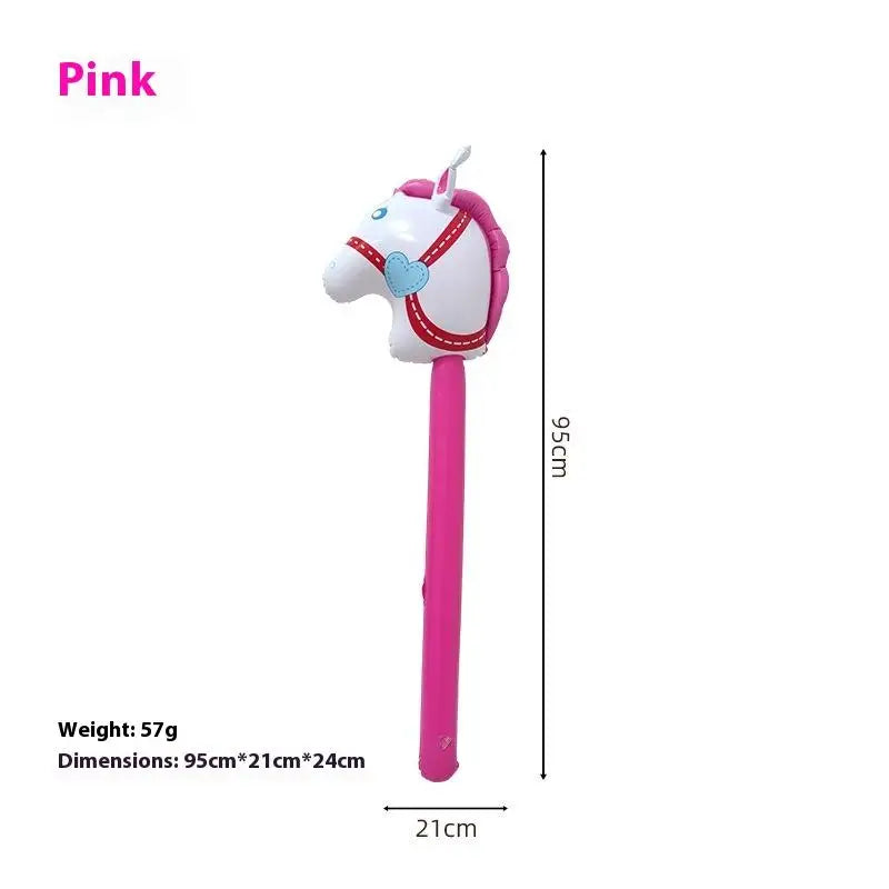 1Pcs Inflatable Horse Head Balloon Blow Up Pony Stick Toy Halloween Party Supplies Inflatable Stick Children's Toys