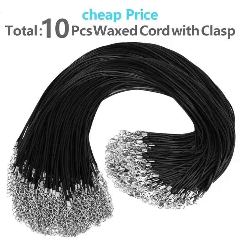 50-100Pcs Leather Necklace Chains Bracelet Cord Clasps for Pendants, Bulk Waxed Rope Necklace String, Jewelry Making Supplies