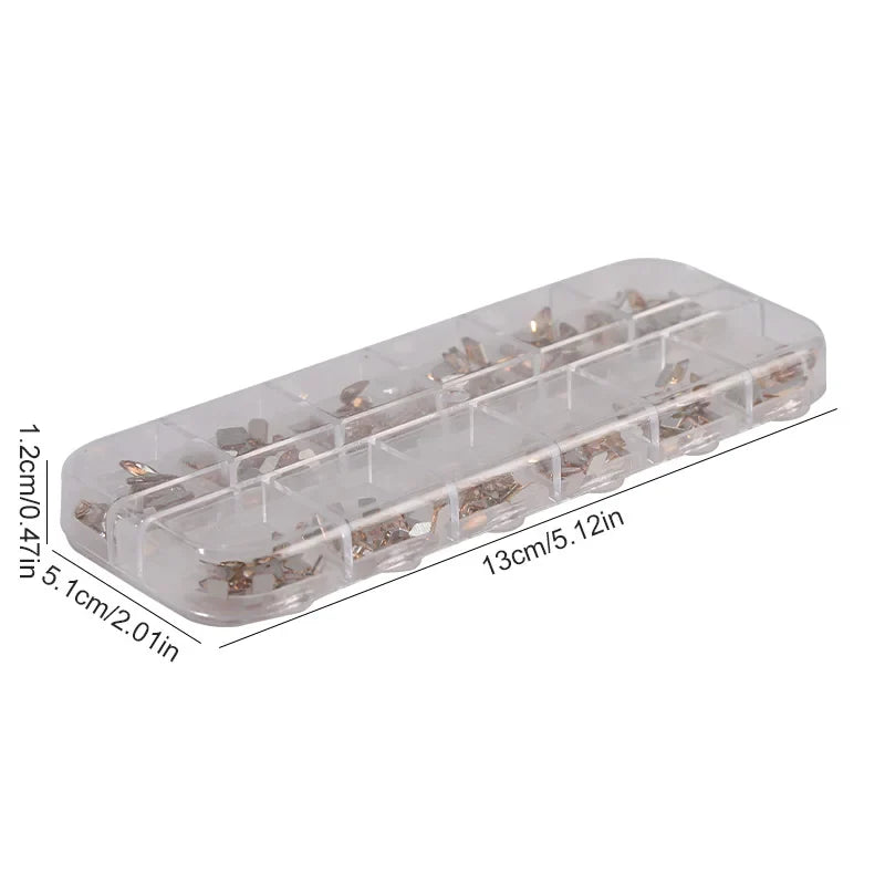 KANIU 1 Box Shiny Clear Crystal Gems Nail Rhinestones Glass AB Flat-bottomed Mixed Fancy-shaped Diamonds Manicure Decorative Set