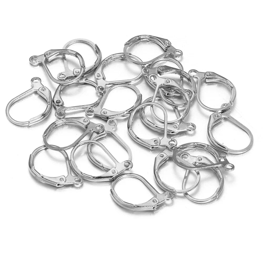 50pcs/lot Hypoallergenic Earring Hooks French Lever back Earwire Stainless Steel Earrings Clasp for Jewelry Making Findings