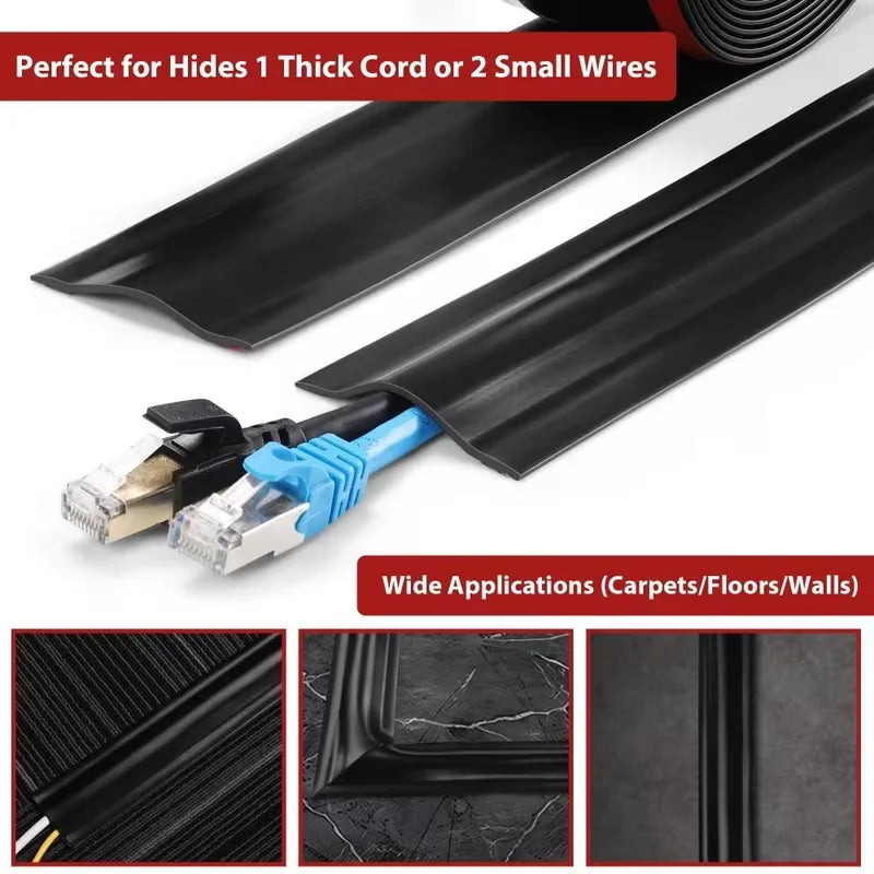 1PC 1/3meters PVC Floor Cable Protector Self Adhesive Wire Cover Flexible Cable Duct Cord Hider For Home Office Desk TV Computer