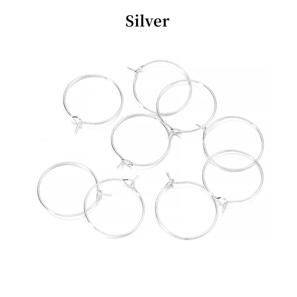 50pcs/lot 20 25 30 35 mm  KC Gold Hoops Earrings Big Circle Ear Wire Hoops Earrings Wires For DIY Jewelry Making Supplies