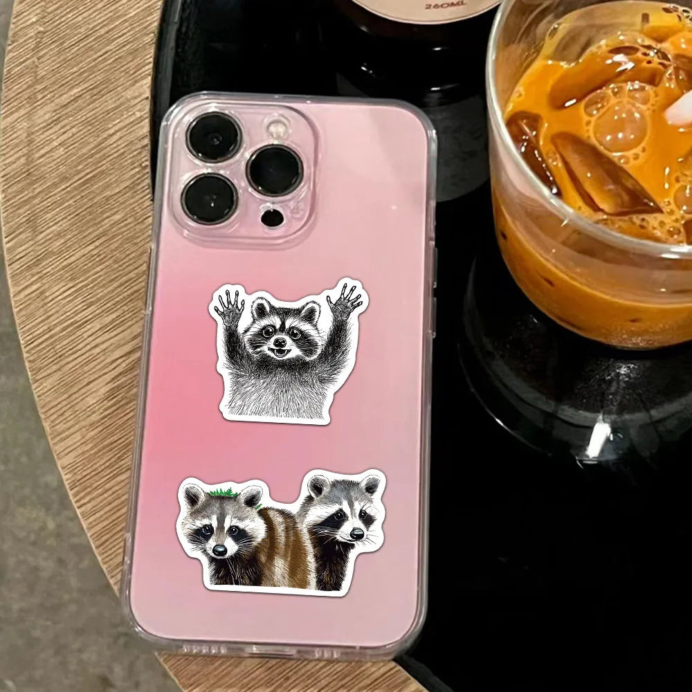 50PCS Cartoon Raccoon Stickers Cute Animal Account Material Phone Case Laptop Luggage Water Bottle Waterproof Stickers