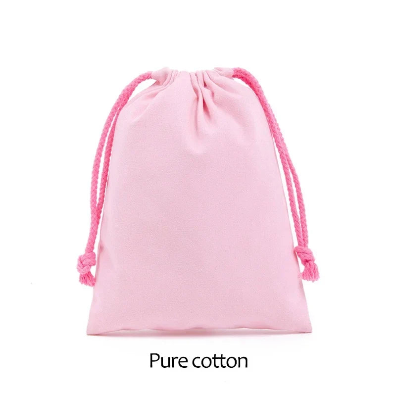 Cotton Cloth Gift Packaging Bag Drawstring Storage Bags White Canvas Bags for Candy Reusable Pouch Home Sundries Organize Sacks