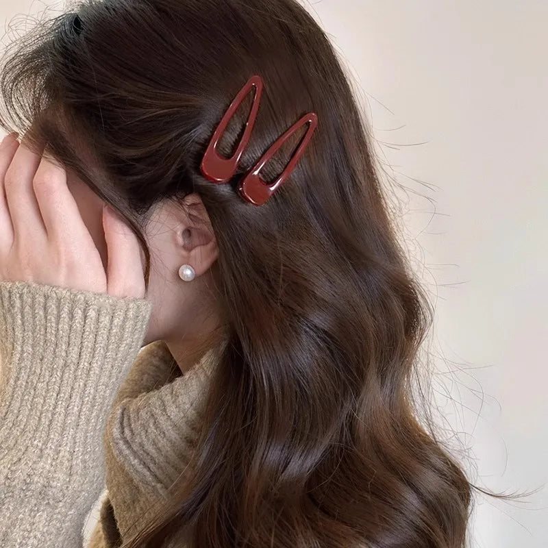 2Pcs Burgundy Hair Clips BB Clip Non-Slip Durable Rectangular Hair Claw Clips Elegant & Minimalist Hair Accessories for Braids