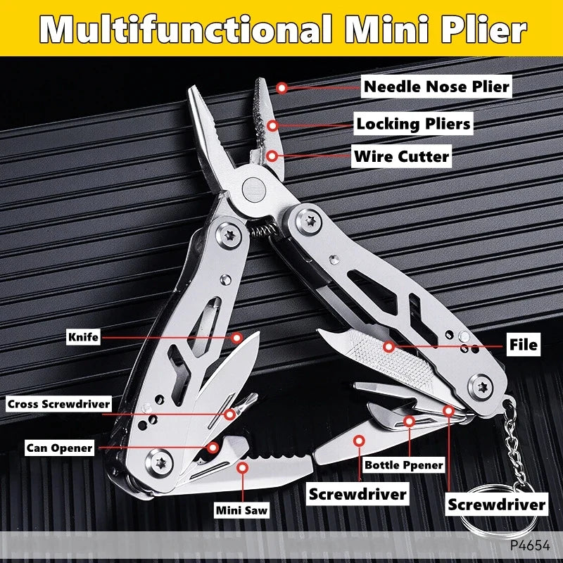 Pocket Mini Pliers Knife Screwdriver Folding Small Multitool Opener Nail File Precision Pliers Hand Tools Outdoor Emergency Tool