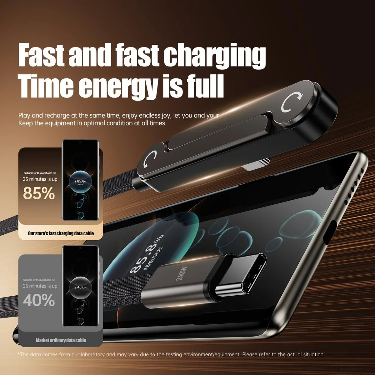 3/1pcs 240/65w Fast Charging Foldable Bracket Data Cable 2-in-1 Data Wire Foldable Phone Stand Type-C to Type-C /USB-A to Type-C
