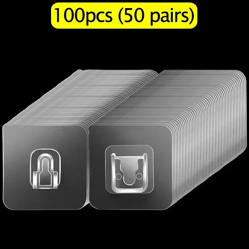 Double-Sided Self Adhesive Wall Hooks Strong Sticky Transparent Traceless Kitchen Bedroom Wall Hook Storage Holders Wholesale