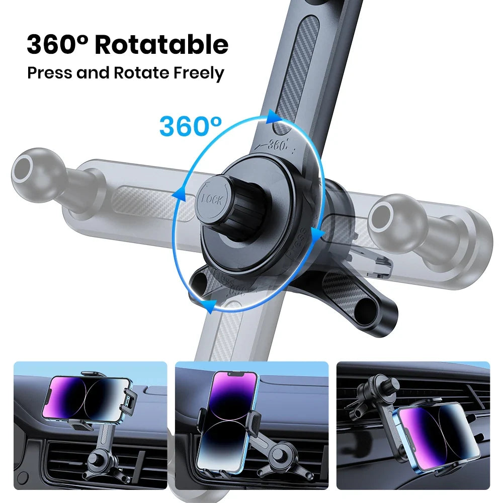 TOPK D46T Air Vent Car Phone Holder, 360° Rotatable Metal Hook Car Phone Mount with Easy Install for All Smartphones