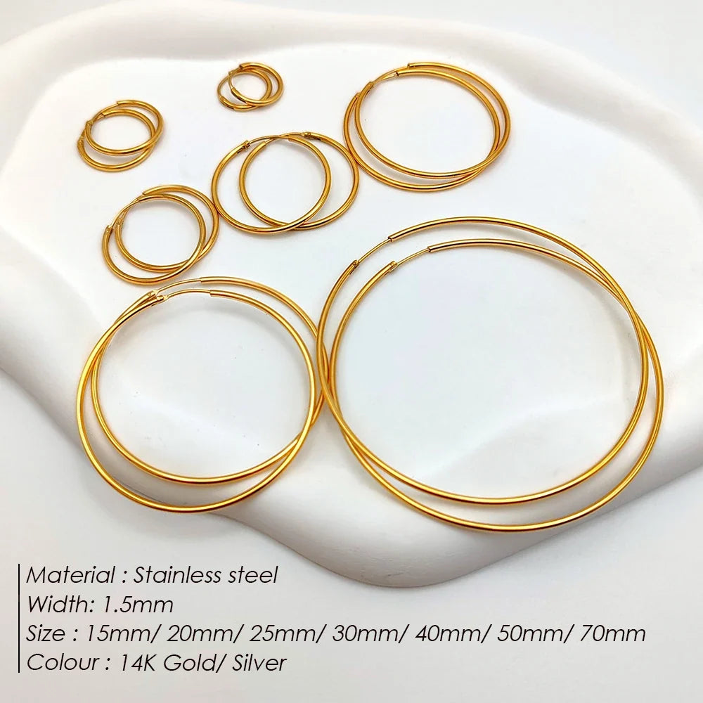 EMANCO Fashion Gold Size Circle Earrings Women's Jewelry Accessories Classic Stainless Steel Earrings Wholesale