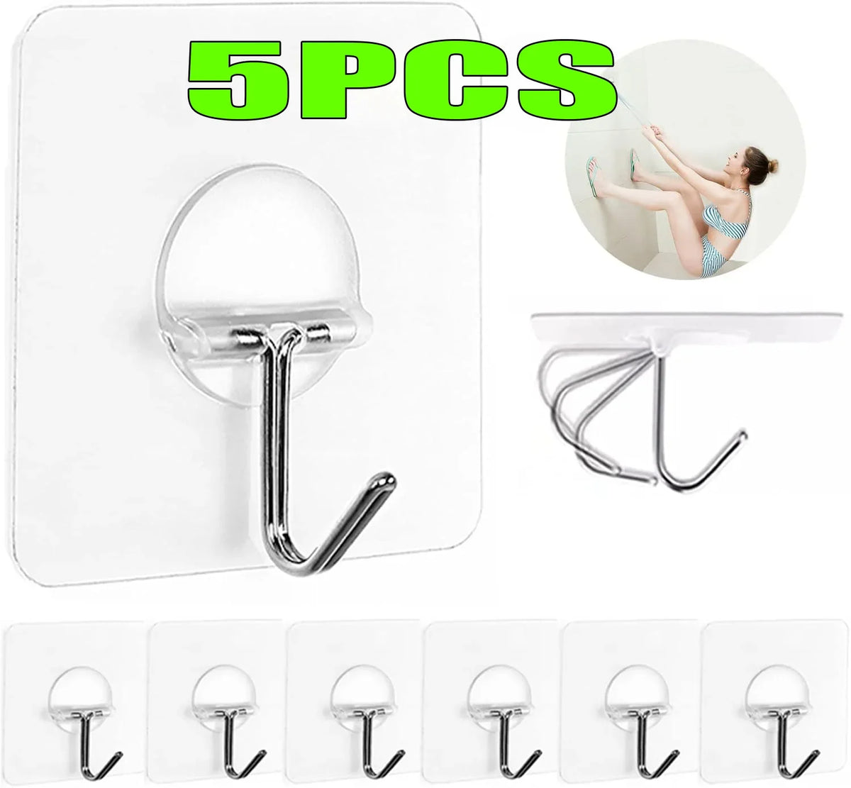 Adhesive Wall Hooks for Hanging Set of Hooks Door Kitchen Heavy Duty Seamless Self Adhesive Hooks Removable Waterproof Office