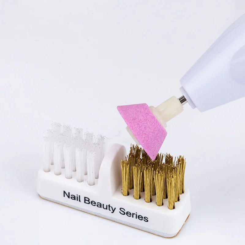 1pcs Electric Nail Grinding Head Cleaning Brush Portable Manicure Drills Bits Cleanser Dual Copper Wire Brush Clean Tools