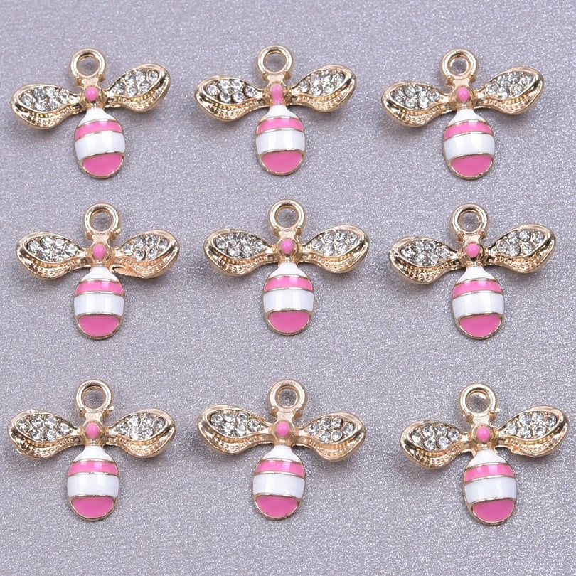20pcs Cute Animal Bee Pendants For Jewelry Making Supplies Enamel Materials To Make Bracelets Earrings Rhinestone Animal Charms