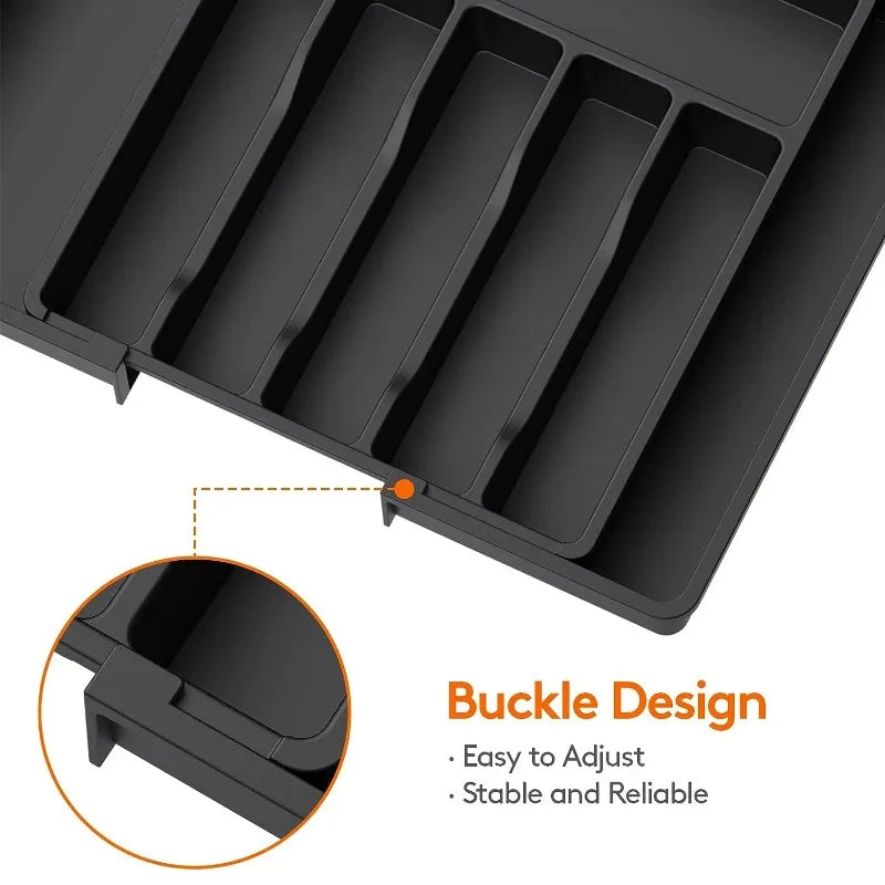 3 Color Upgradation Adjustable FlatwareTableware Organizer Plastic Multifunctional Drawer Organizer for Kitchen Counter Utensils