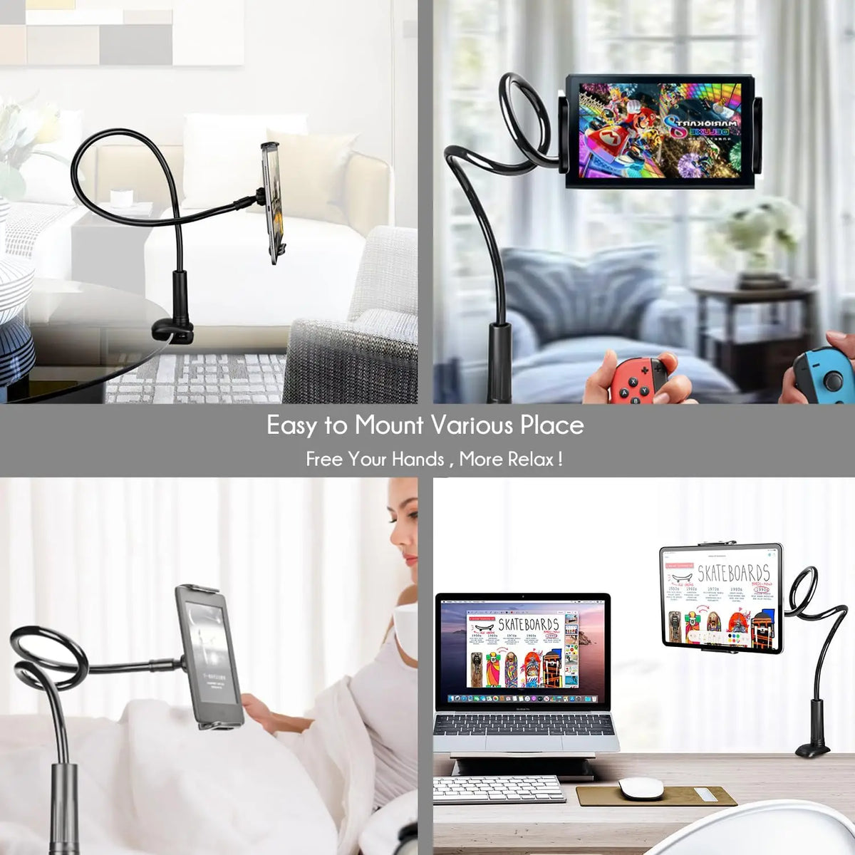1pc 360 Lazy Bed Gooseneck Tablet Stand Adjustable Flexible Arm Clip Mount for IPad IPhone Samsung 4.7-12.9 Inch Desk Bracket