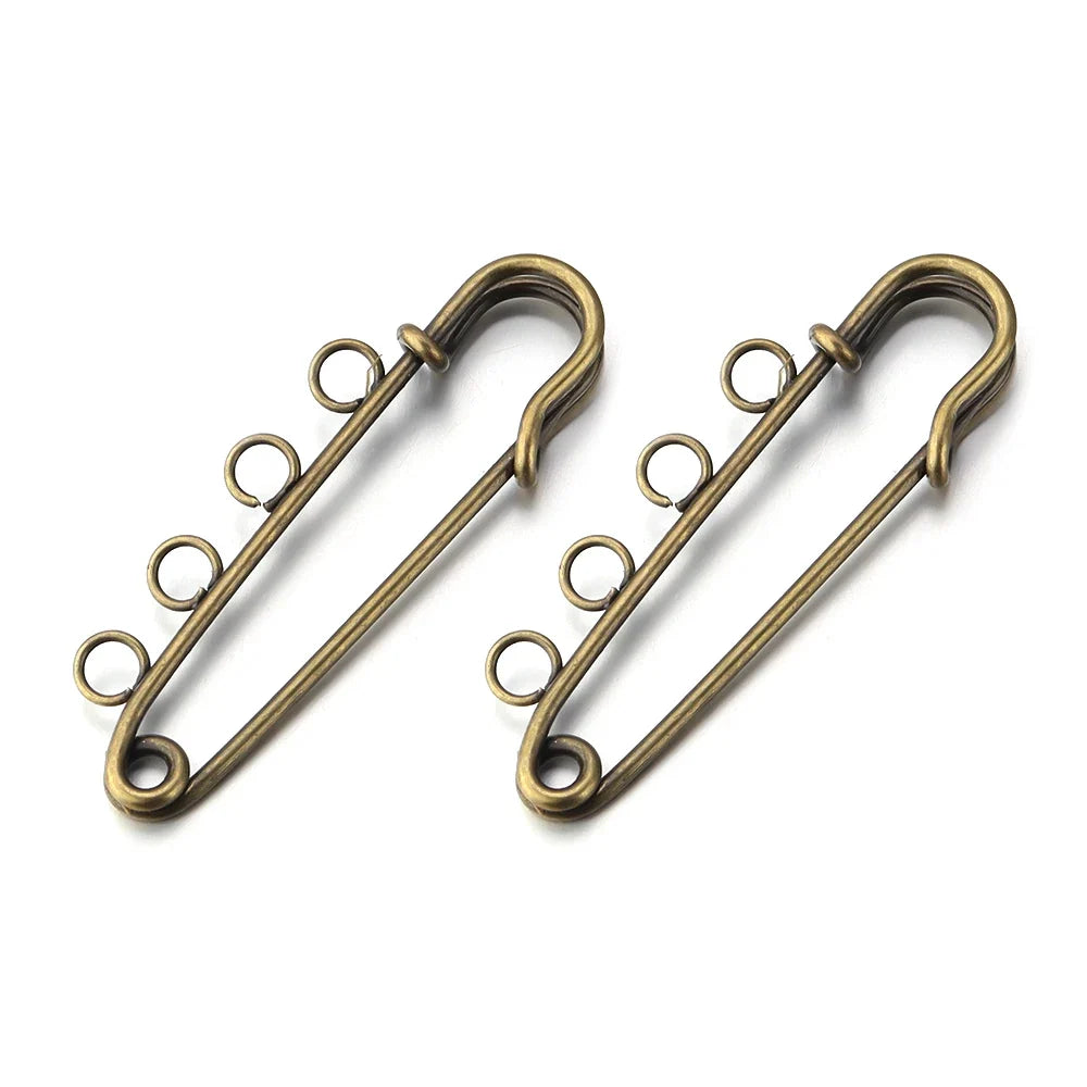 5-10pcs/lot Gold Safety Pins Brooches Blank Base Brooch Pin with Holes Fasteners Pin For DIY Jewelry Making Supplies Accessories