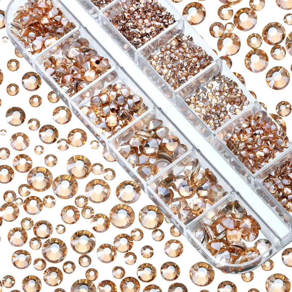 1440pcs Glitter Crystal AB/Clear Rhinestones SS3-SS20 Non Hotfix FlatBack Strass Sewing/Fabric/ Nail Art Rhinestones Decorations