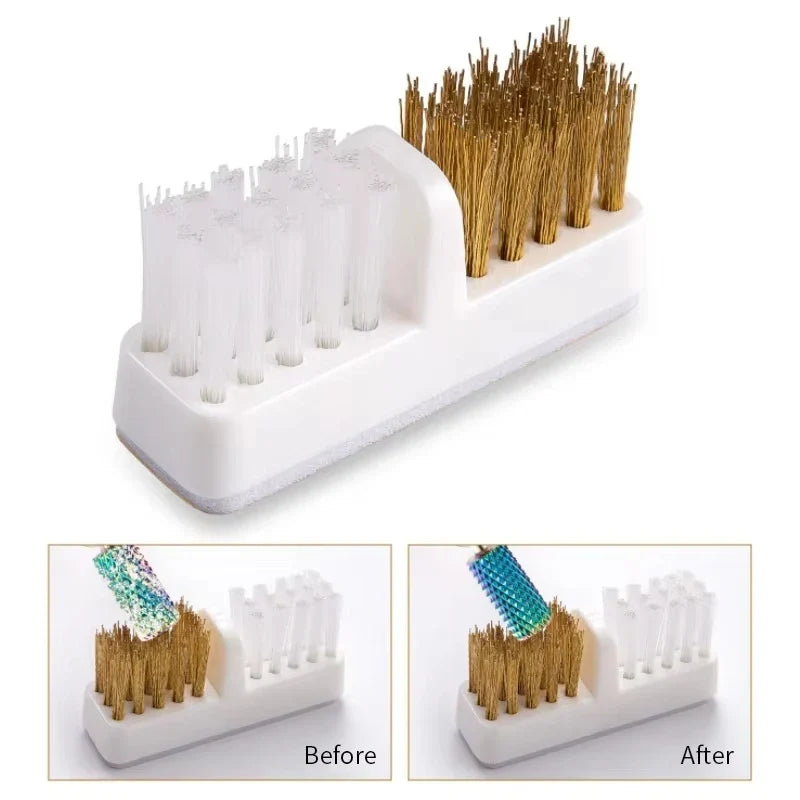 1pcs Electric Nail Grinding Head Cleaning Brush Portable Manicure Drills Bits Cleanser Dual Copper Wire Brush Clean Tools