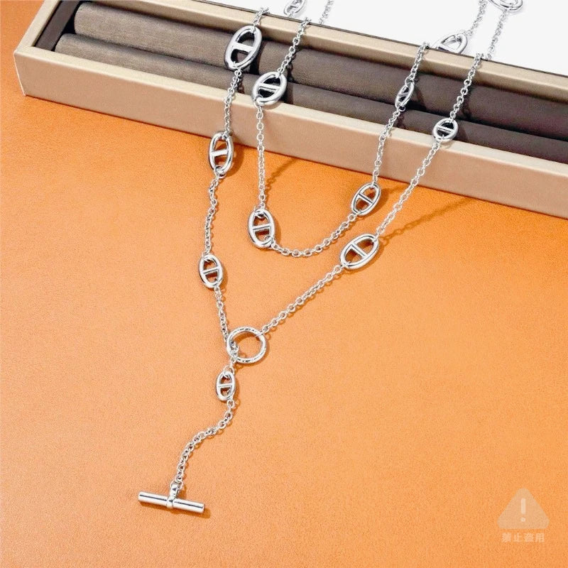 2026 Hot Sale Stainless Steel Couple Necklace Multi Function Fashionable Multi Layer Bracelet Same Style Gothic Jewelry Necklace For Women And Men Trendy Durable Ornament For Daily Wear And Special Occasions