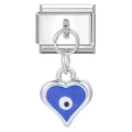 Wholesale New 2025 Devil Eye Blue Eye Heart Square Beads fit Italian Charm Links 9mm Stainless Steel Bracelet Jewelry DIY Making