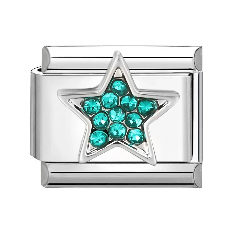Y2K Romantic Heart Eyes Star Bow Knot Butterfly Zircon Charm Italian Links Fit 9mm Bracelet Stainless Steel Making DIY Jewelry
