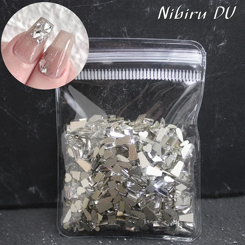 200/50PCS 3D Nail Rhinestones Flat Back Mini Diamond Stone Gems Glass Clear Crystal Nail Art Charms DIY Manicure Accessories