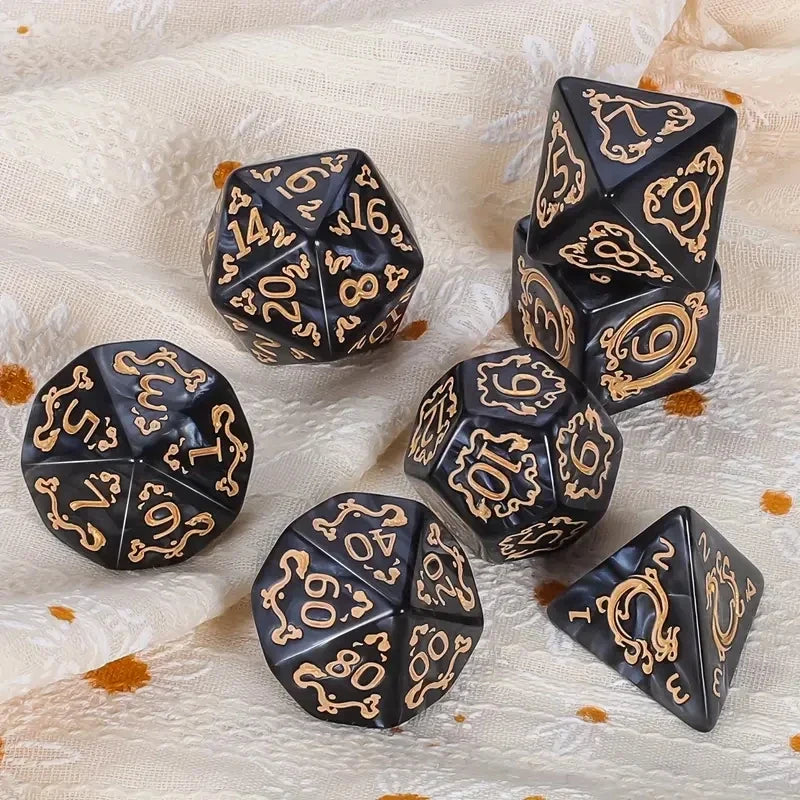 New Pattern Multi sided Dice Digital Dice Running Team Board Game AccessoriesMulti sided Sieve Game Dragon Pattern 7Dices: Blue